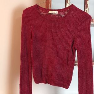 Soft sexy Crop chenille maroon sweater snug sz M